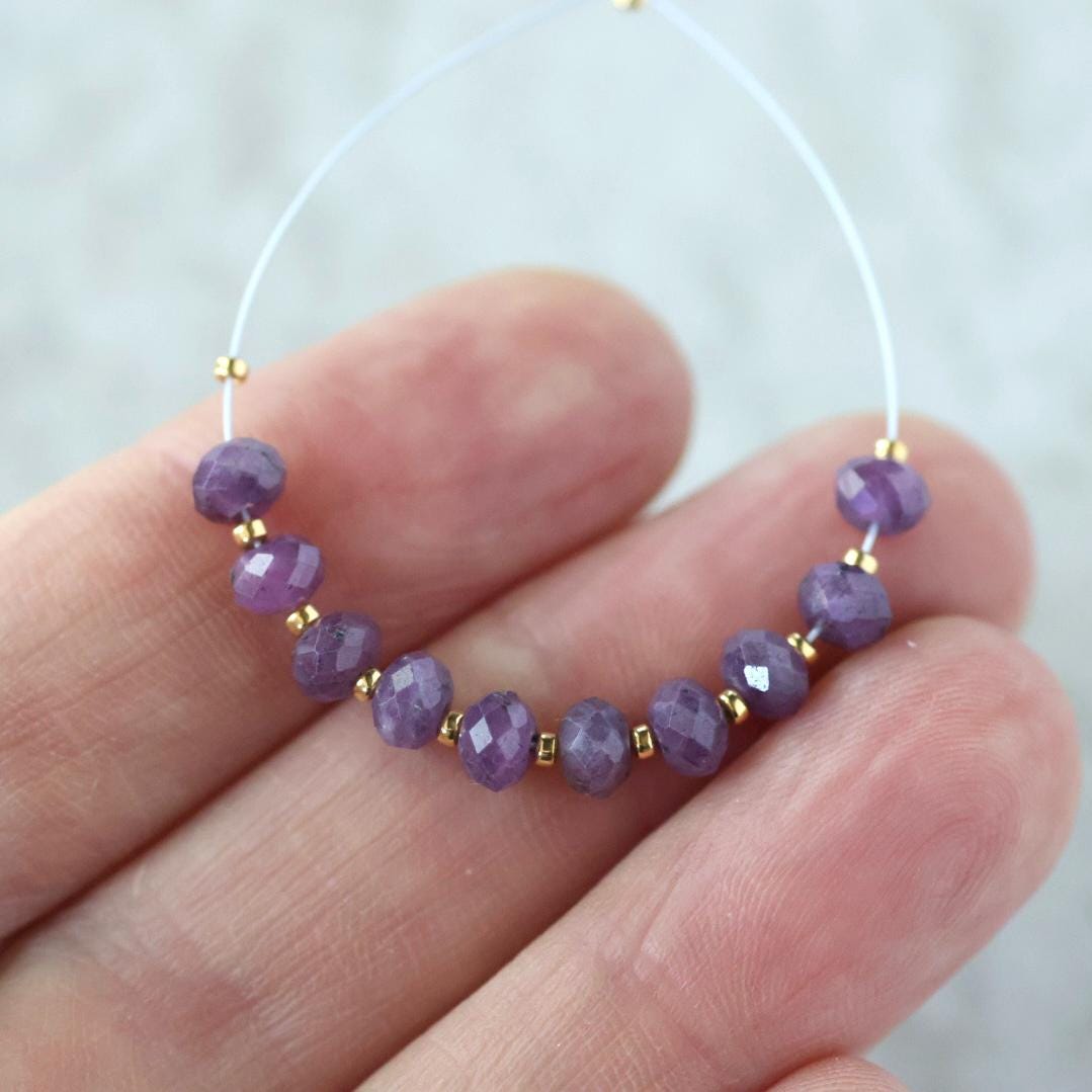 4.5mm Rare Purple Sapphire Beads – Faceted Rondelle Natural Gemstone - 16 pcs