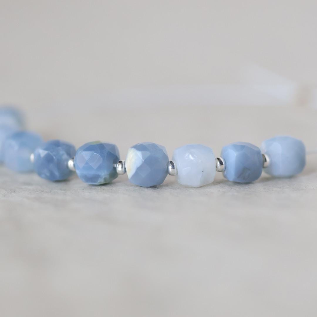 4.5mm Oregon Owyhee Opal Beads Faceted Cube Blue Opal Natural Gemstone for DIY Jewelry Making Supplies