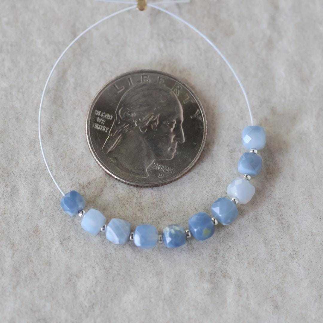 4.5mm Oregon Owyhee Opal Beads Faceted Cube Blue Opal Natural Gemstone for DIY Jewelry Making Supplies