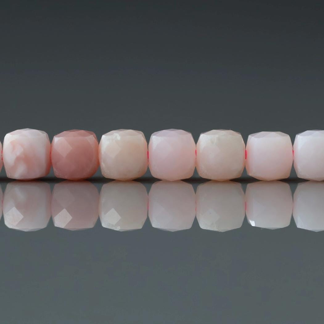 4.5mm Peruvian Pink Opal Beads – Natural Faceted Cube Gemstone 15" Strand
