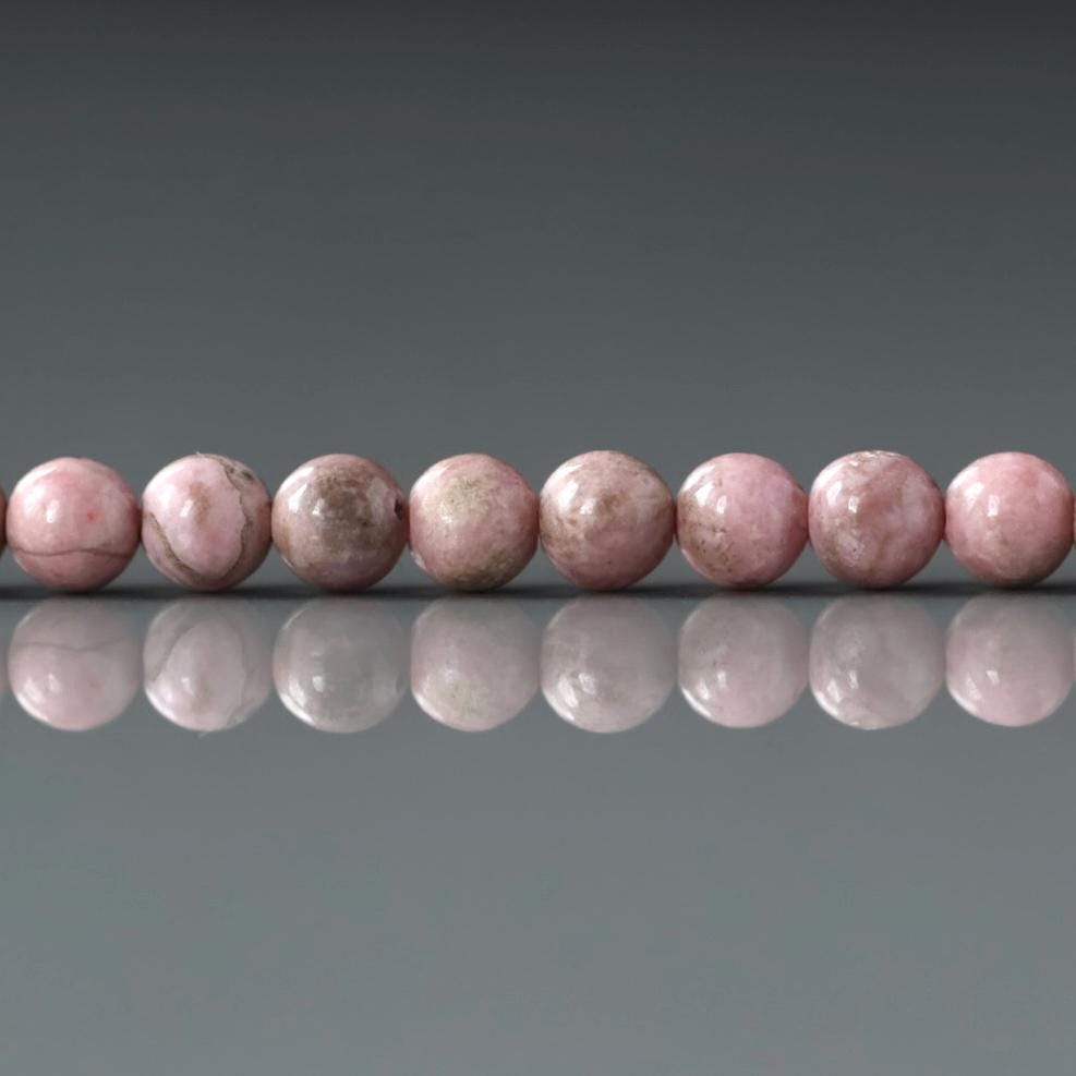 4.5mm Peruvian Rhodonite Beads – Faceted Round Natural Gemstone 15" Strand
