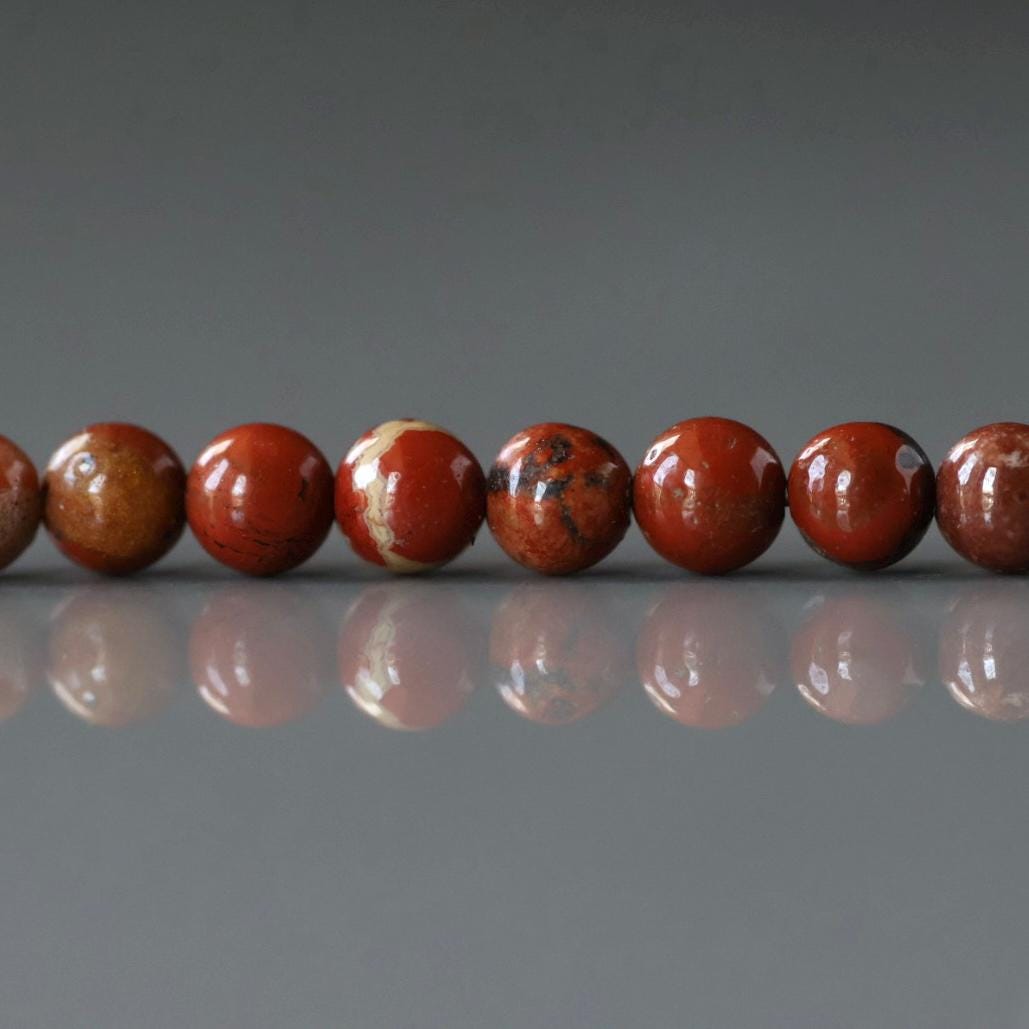 4-5mm Red Jasper Beads - Smooth Round Natural Gemstone 15" Strand