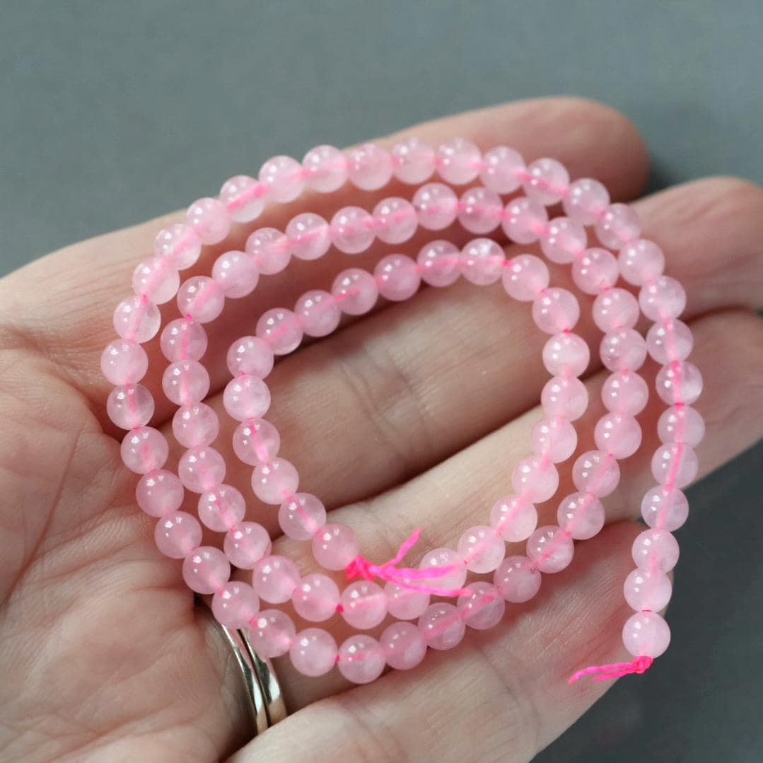 4.5mm Rose Quartz Beads – Smooth Round Natural Gemstone 15" Strand