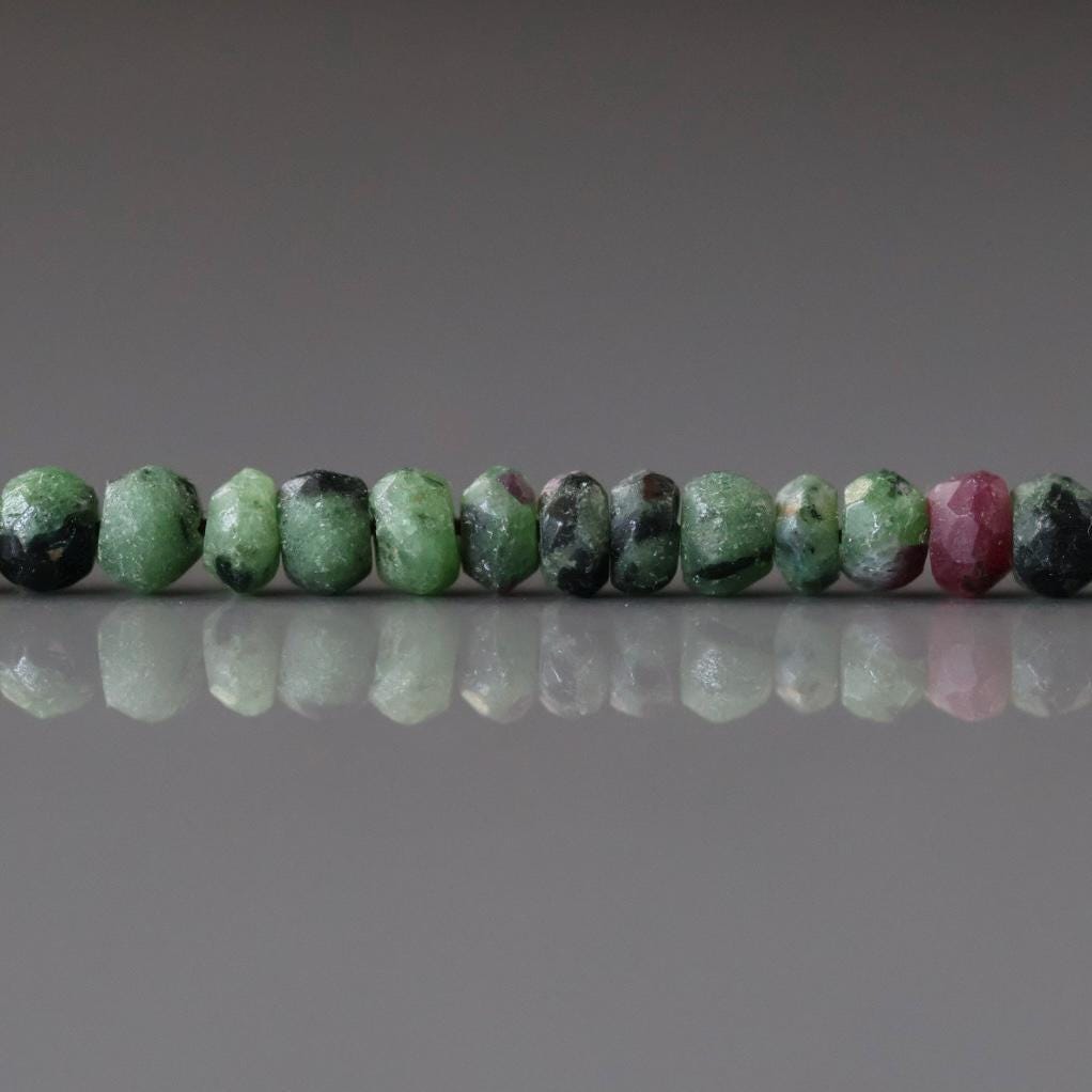 4.5mm Ruby Zoisite Beads - Faceted Rondelle Natural Gemstone 12" Strand