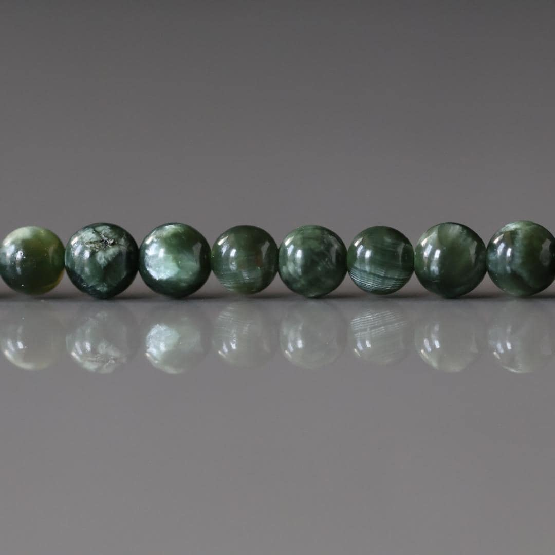 4.5mm Russian Seraphinite Beads – Smooth Round Natural Gemstone 15" Strand
