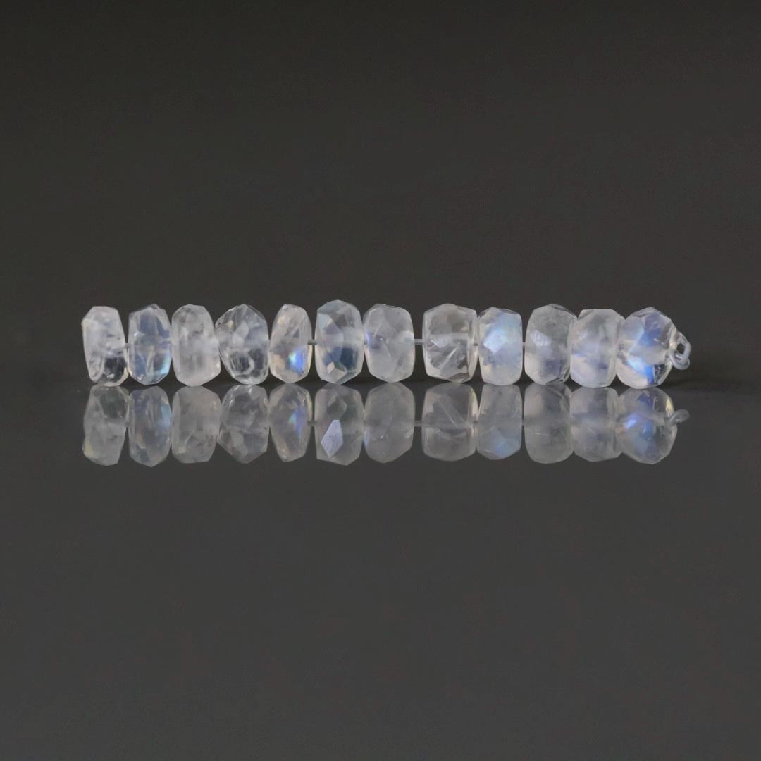 4.5mm Transparent Rainbow Moonstone Beads - Faceted Rondelle Natural Gemstone 12 Pcs
