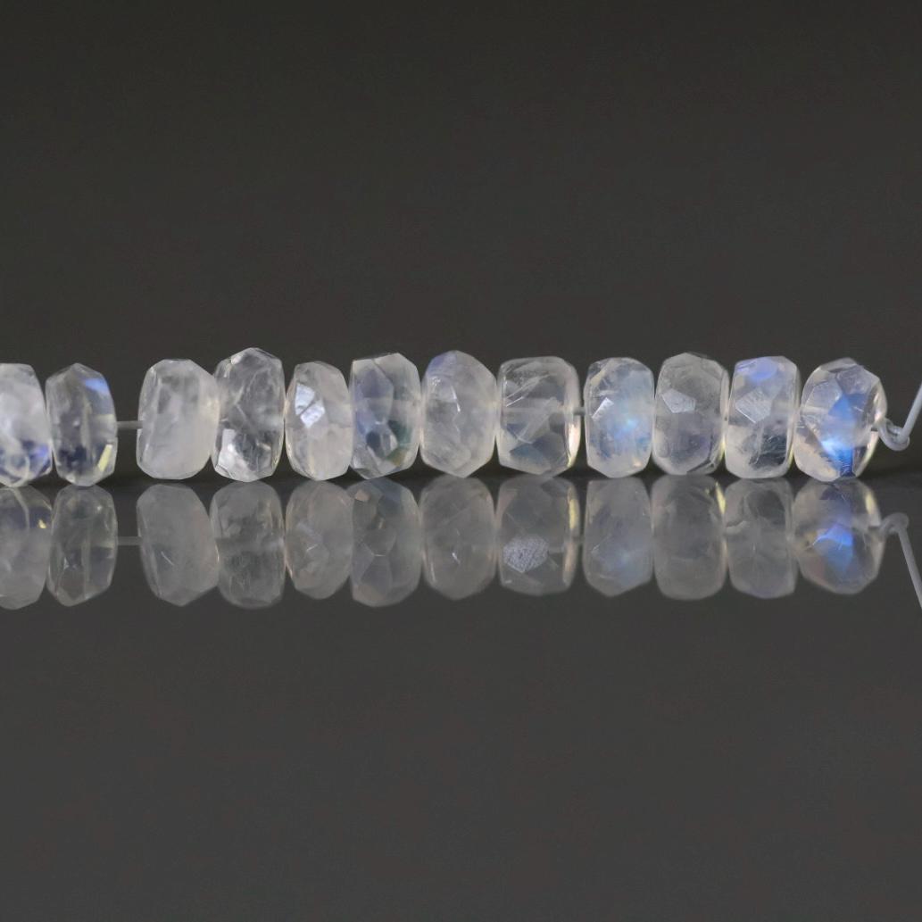 4.5mm Transparent Rainbow Moonstone Beads - Faceted Rondelle Natural Gemstone 12 Pcs