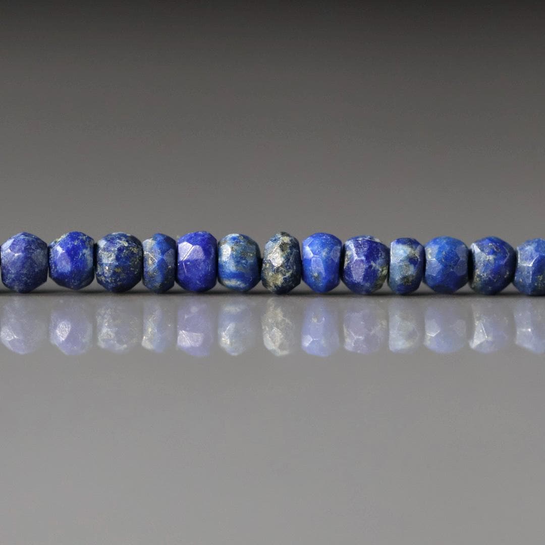 4–4.5mm Lapis Lazuli Beads – Faceted Rondelle Natural Gemstone 12" Strand
