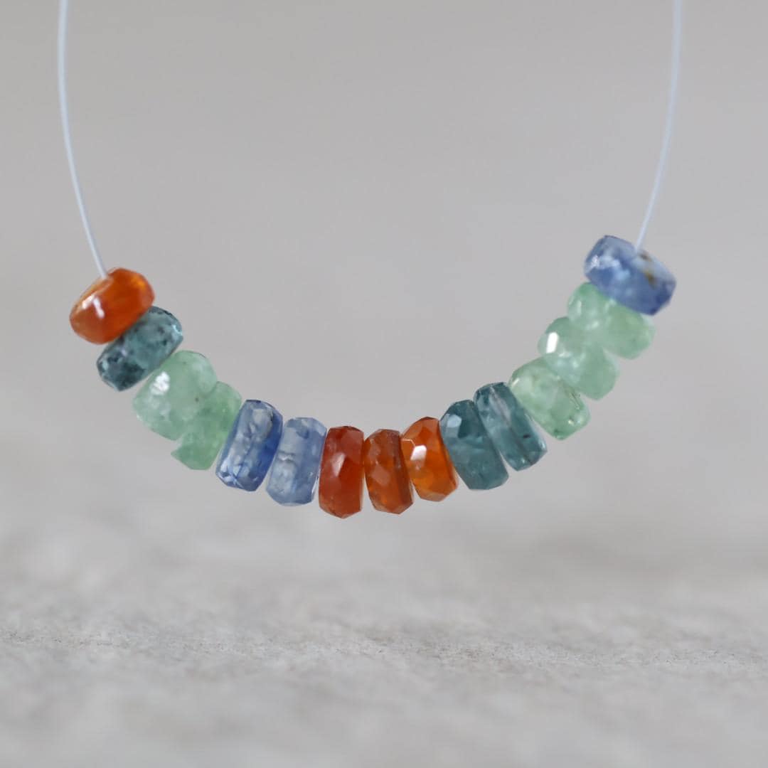 4mm 4.5mm AAA Multi Kyanite Beads Faceted Rondelle Teal Green Blue Orange Kyanite Natural Gemstone for DIY Jewelry Making