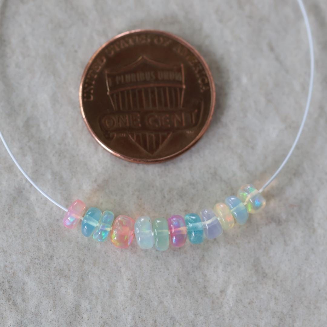 4mm 4.5mm AAA Pastel Ethiopian Opal Beads Smooth Rondelle Disco Welo Opal For DIY Jewelry Making Supplies