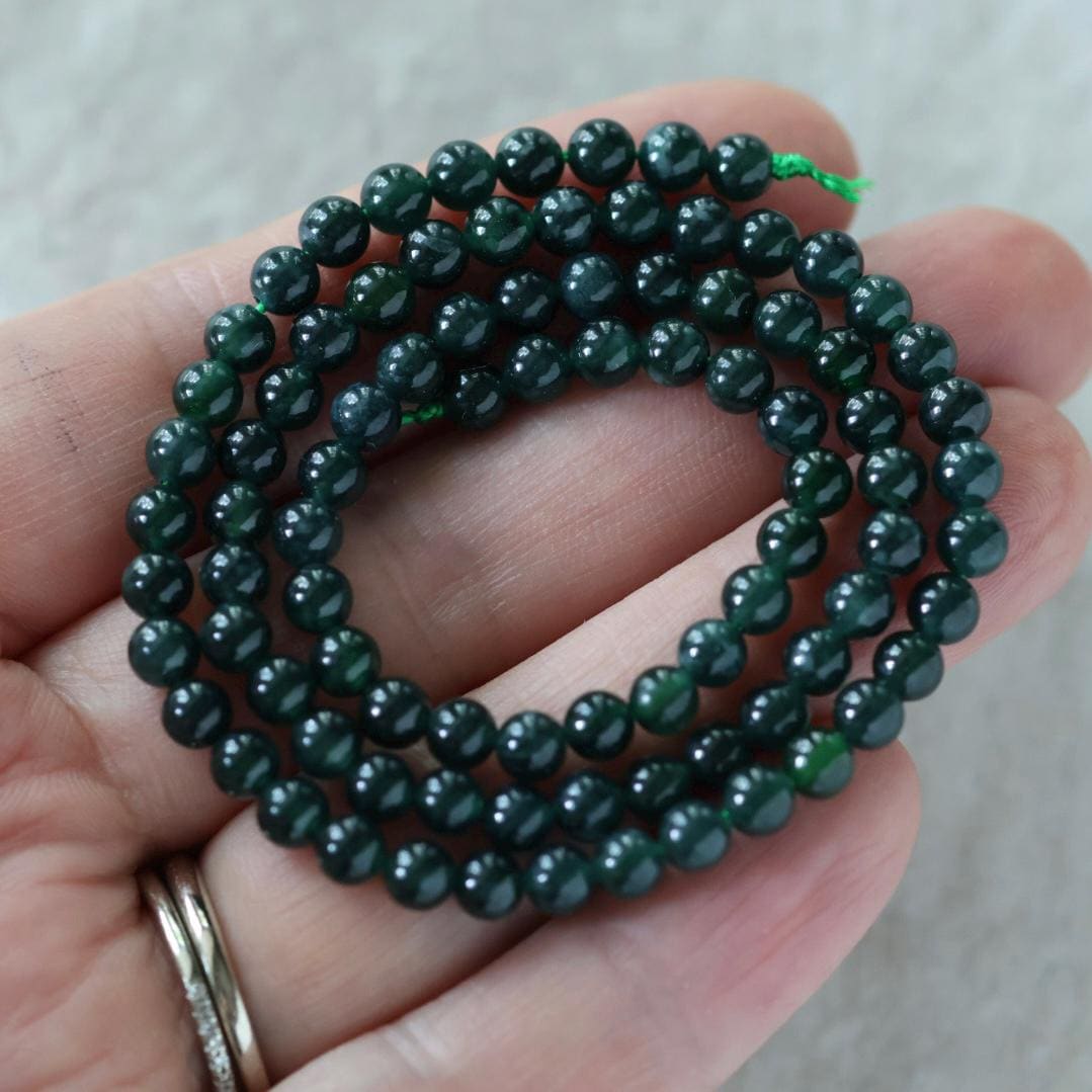 4mm 4.5mm Natural AAA Guatemala Jade Beads Jadeite Gemstone Natural Burma Jade Dark Green For DIY Jewelry Making