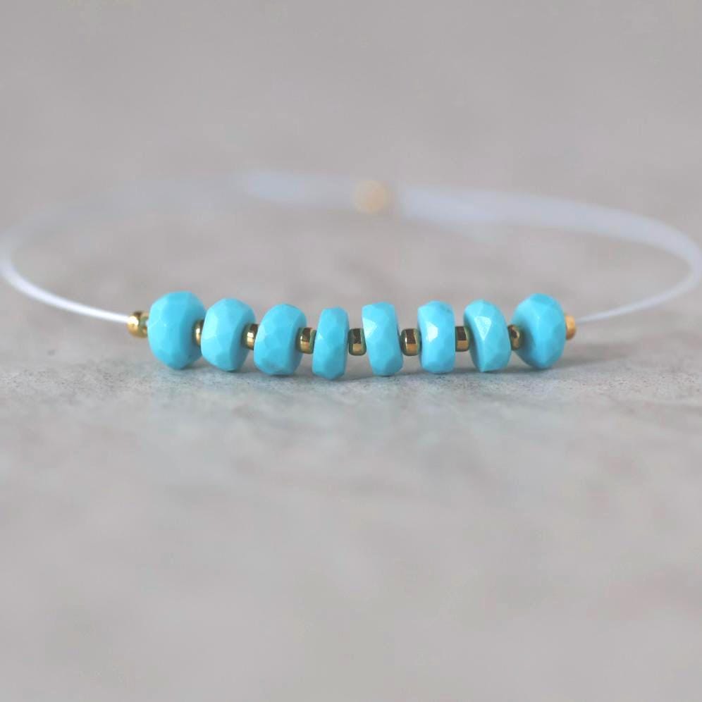 Natural Sleeping Beauty Turquoise Rondelle Beads Faceted 10 beads Gemstone Beads DIY Jewelry Making December Birthstone
