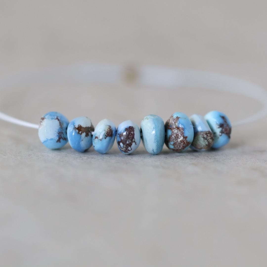 4mm 4.5mm Rare AAA Golden Hills Turquoise Beads Smooth Rondelle Kazakhstan Lavender Turquoise Gemstone Beads for DIY Jewelry Making