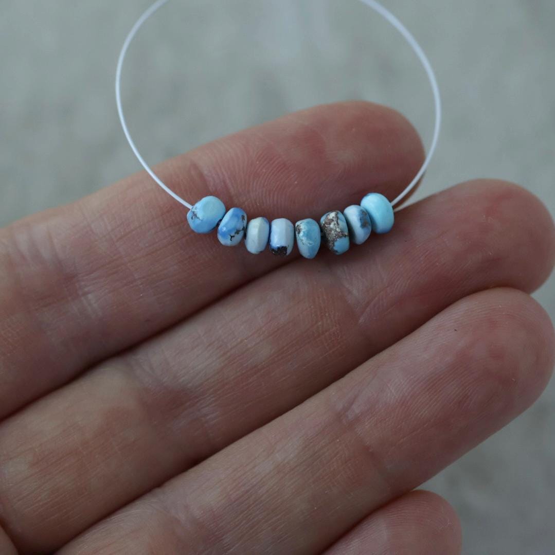 4mm 4.5mm Rare AAA Golden Hills Turquoise Beads Smooth Rondelle Kazakhstan Lavender Turquoise Gemstone Beads for DIY Jewelry Making