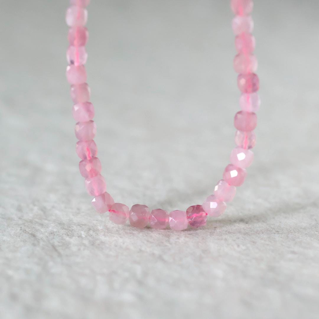 4mm AAA Madagascar Rose Quartz Cube Beads Faceted Gemmy Rose Quartz 7” Genuine Gemstone for Jewelry Making Beading Craft Gift Beads