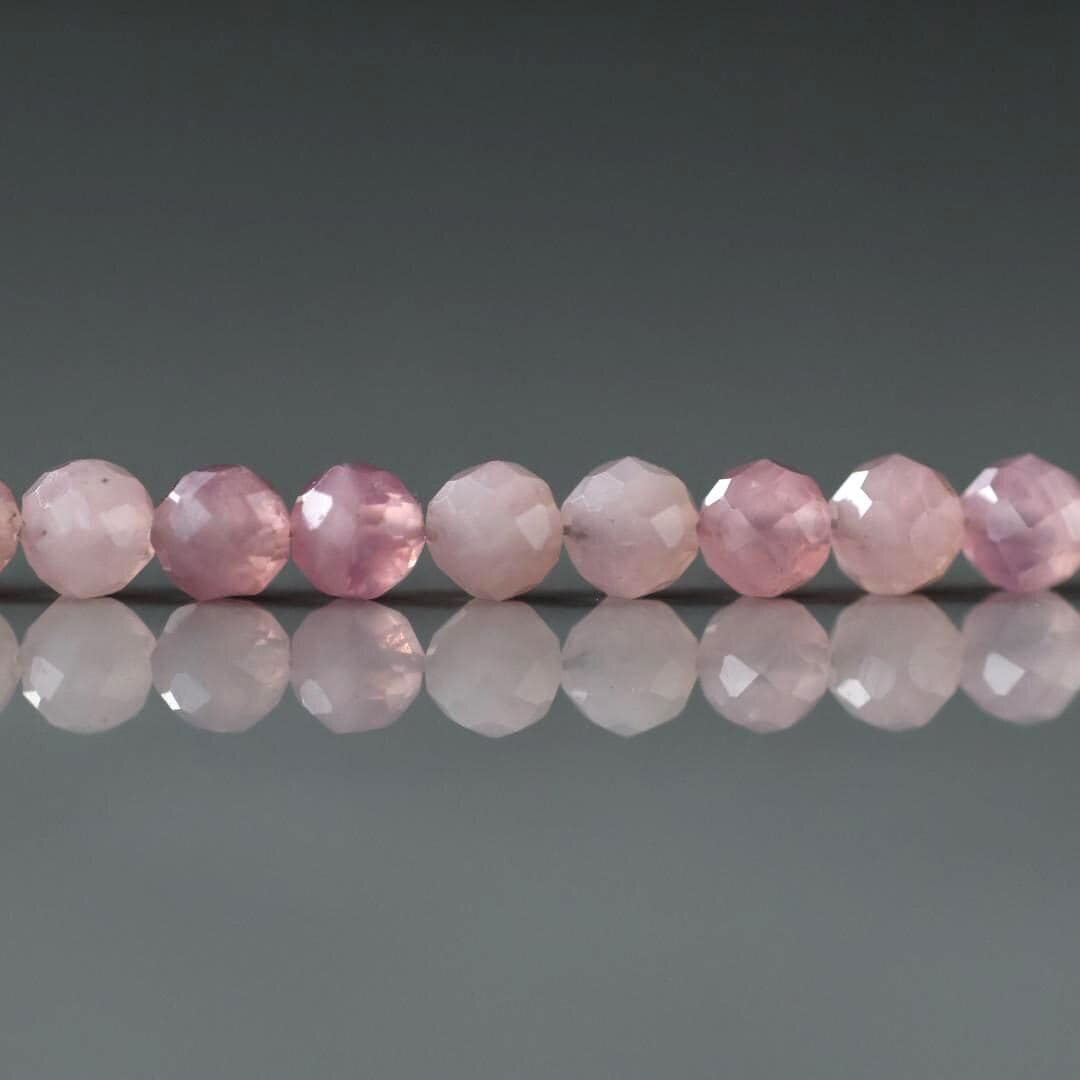 4mm Madagascar Rose Quartz Beads – Gemmy Faceted Round Natural Gemstone -14 pcs