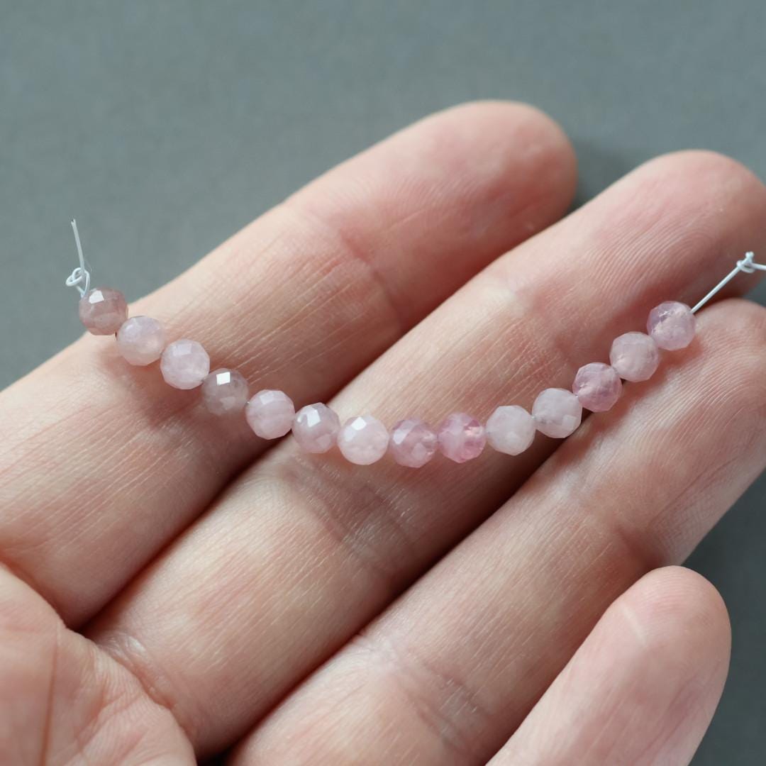 4mm Madagascar Rose Quartz Beads – Gemmy Faceted Round Natural Gemstone -14 pcs