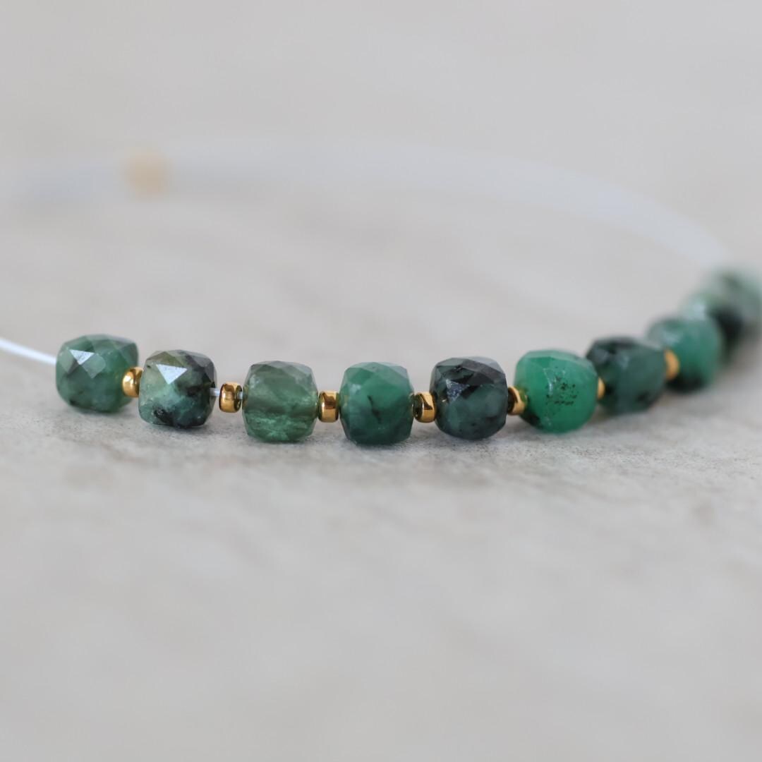 4mm Emerald Cube Beads – Faceted Cube Natural Gemstone - 10 pcs