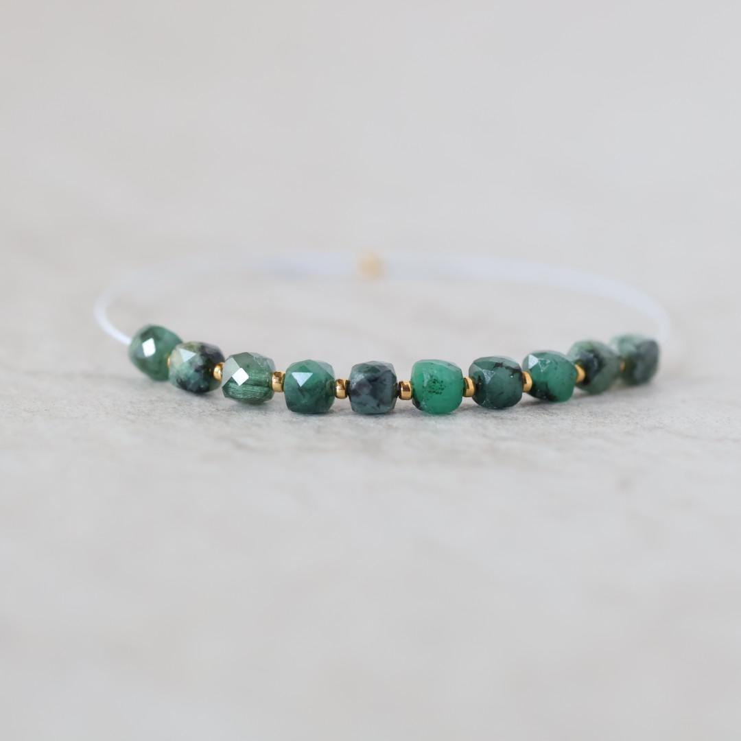 4mm Emerald Cube Beads – Faceted Cube Natural Gemstone - 10 pcs