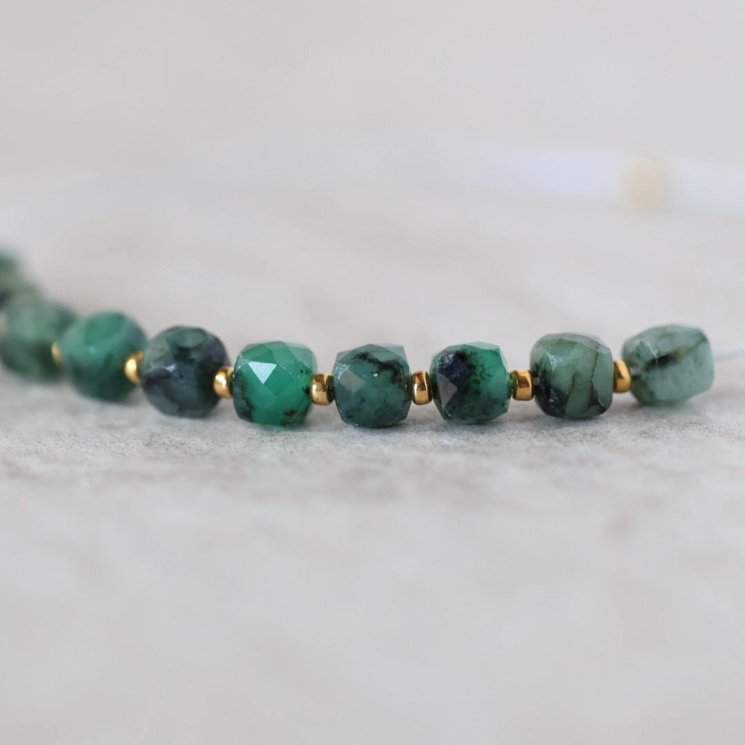 4mm Emerald Cube Beads – Faceted Cube Natural Gemstone - 10 pcs