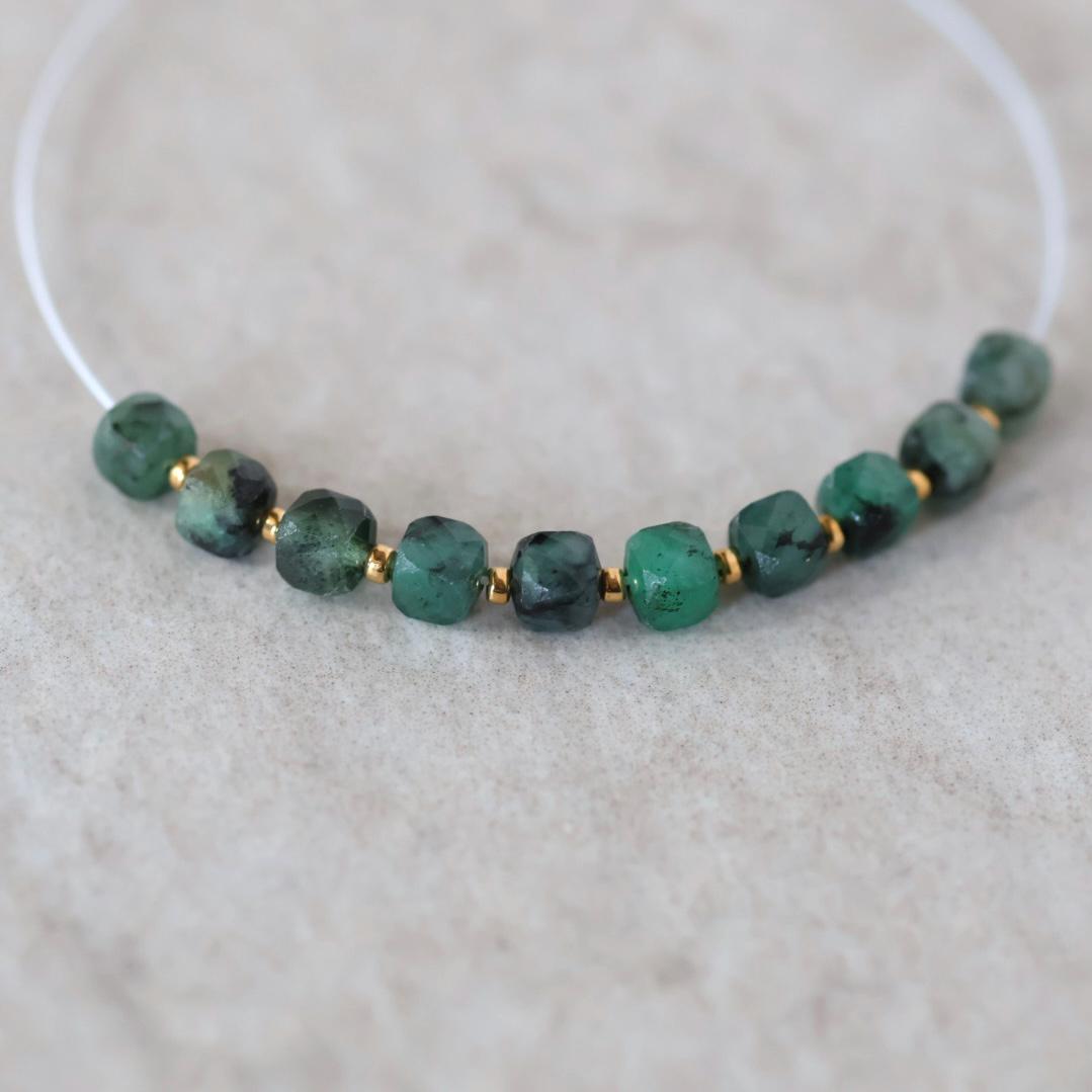 4mm Emerald Cube Beads – Faceted Cube Natural Gemstone - 10 pcs