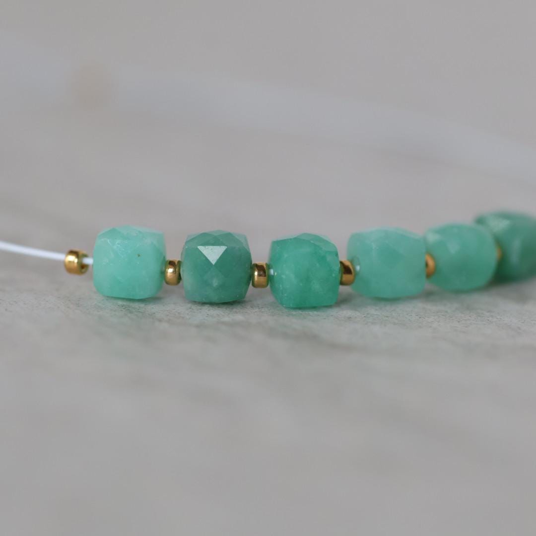 4mm AAA Natural Emerald Beads Cube Faceted 6 PCs Raw Emerald Genuine Gemstone for DIY Jewelry Making