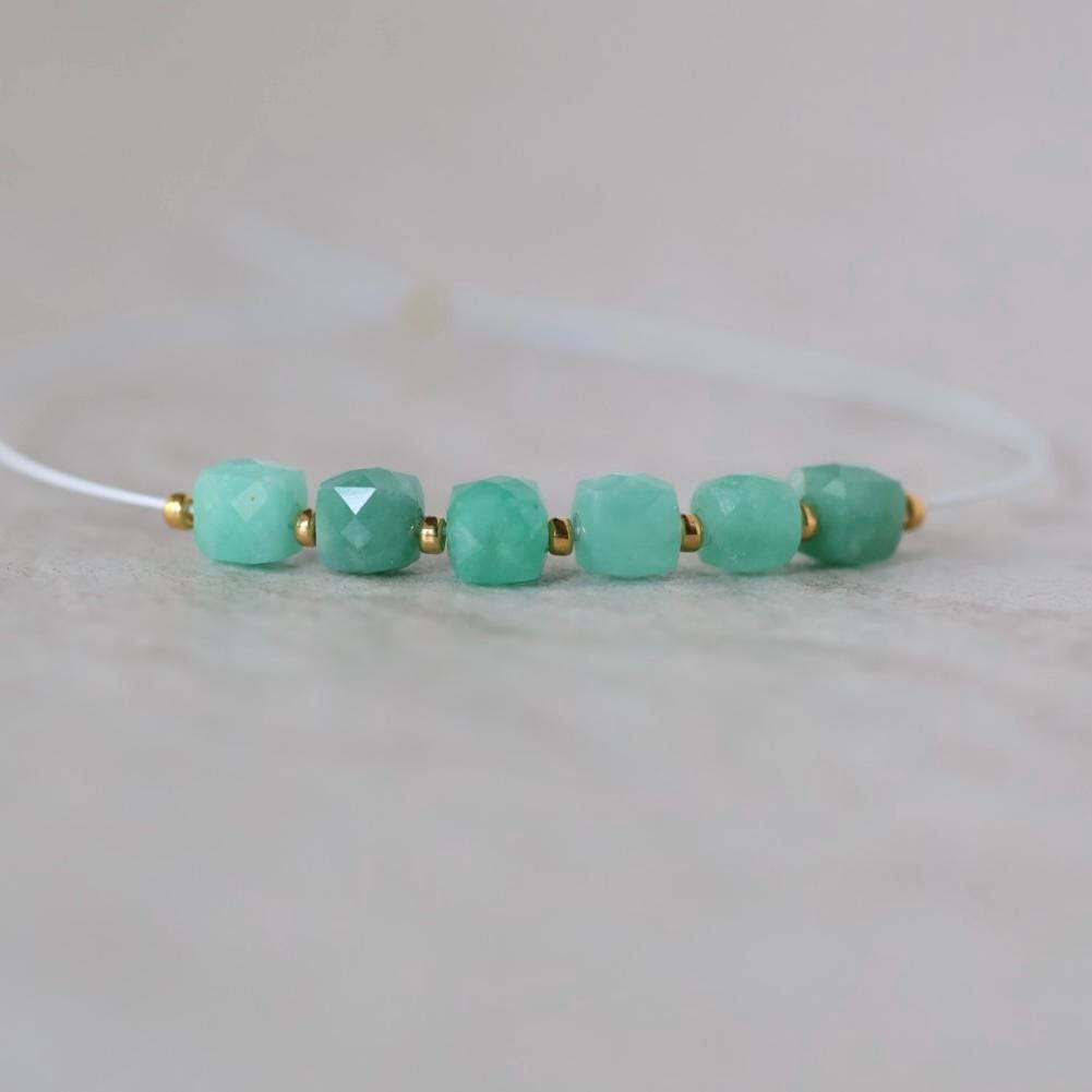 4mm AAA Natural Emerald Beads Cube Faceted 6 PCs Raw Emerald Genuine Gemstone for DIY Jewelry Making