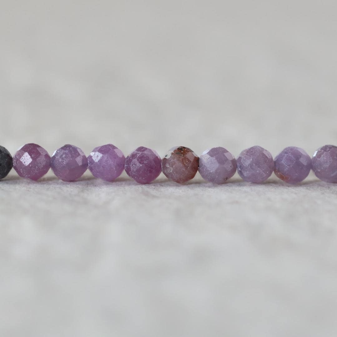 4mm Sri Lanka Ruby Sapphire Beads – Faceted Round Natural Gemstone - 12 pcs