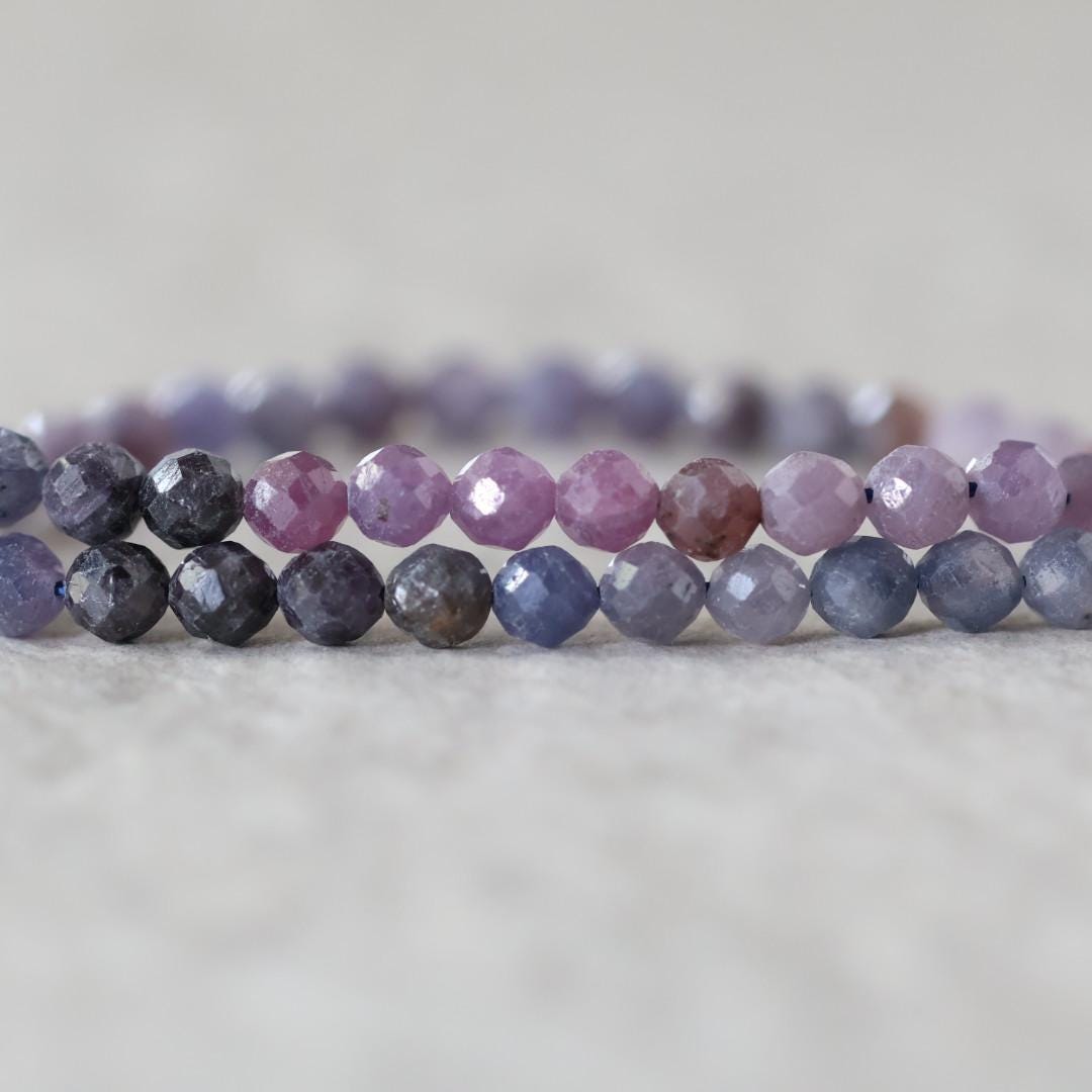 4mm Sri Lanka Ruby Sapphire Beads – Faceted Round Natural Gemstone - 12 pcs