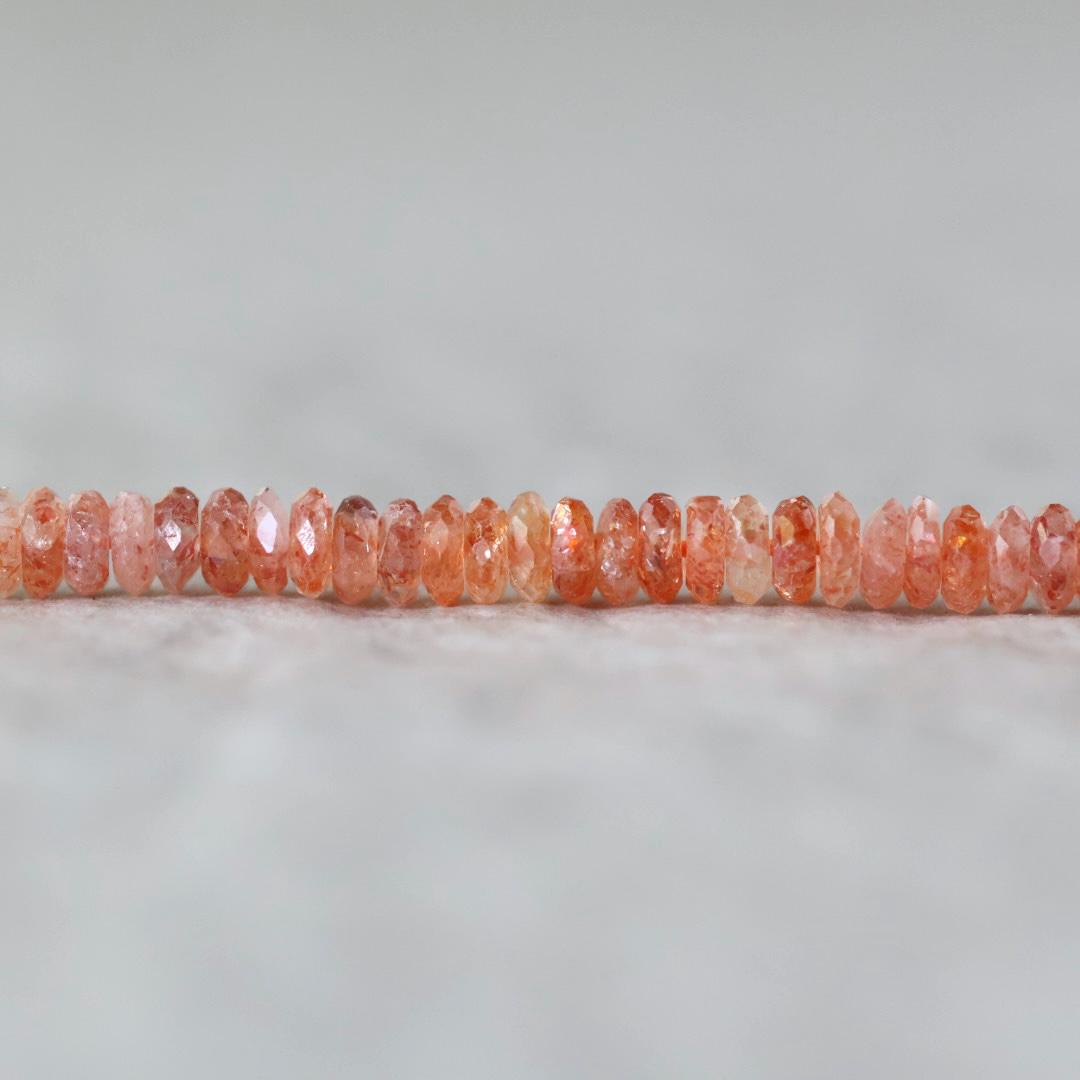 4mm AAA Sunstone Rondelle Beads Faceted Heliolite Orange Sparkly Natural Gemstone for DIY Jewelry Making Supplies