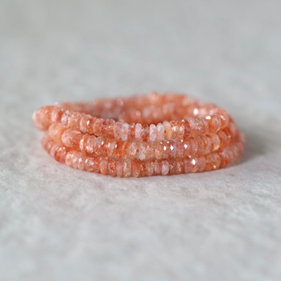 4mm AAA Sunstone Rondelle Beads Faceted Heliolite Orange Sparkly Natural Gemstone for DIY Jewelry Making Supplies