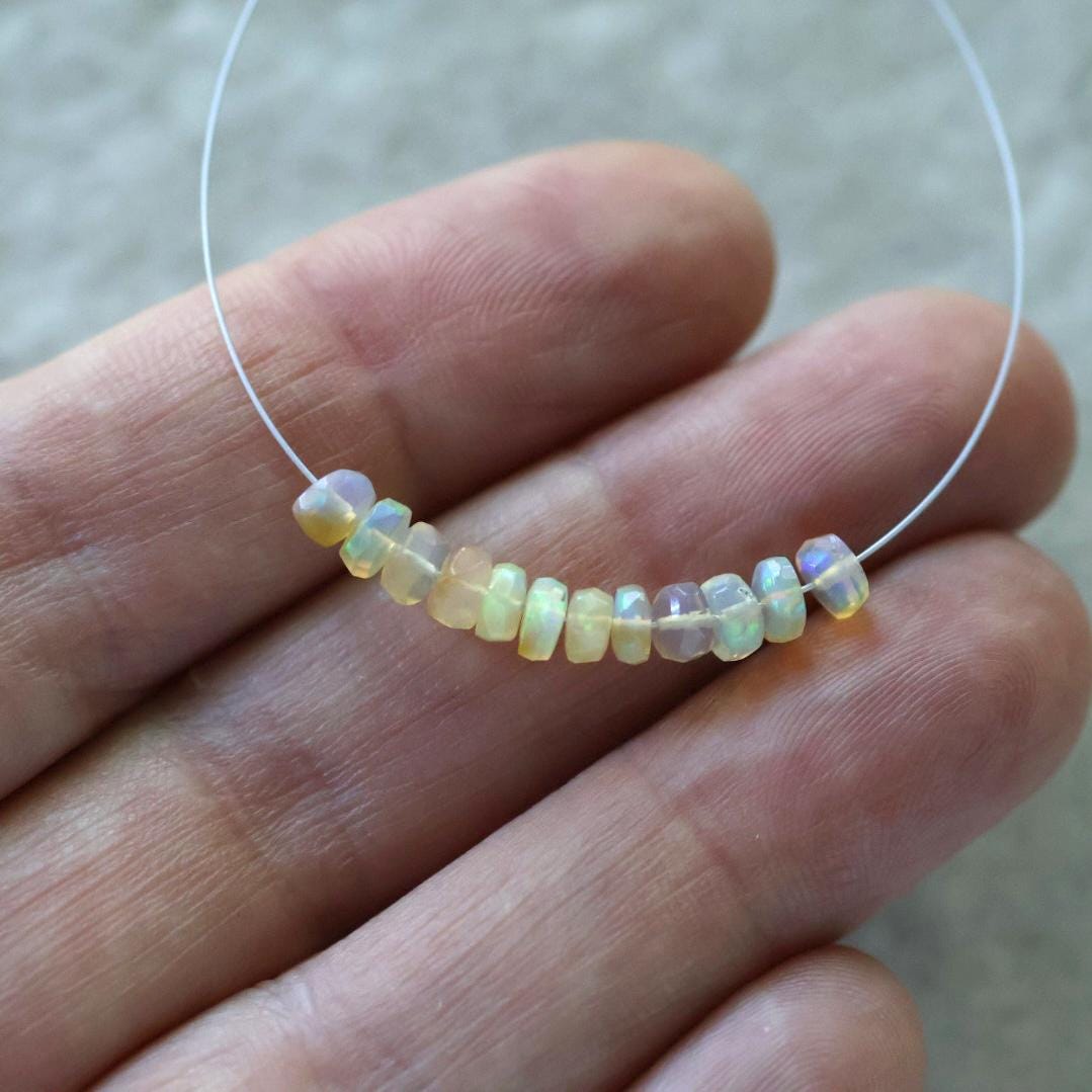 4mm AAA Yellow Ethiopian Opal Rondelle Beads Faceted Natural Disco Welo Opal Genuine Bead DIY Jewelry Making Supplies October Birthstone