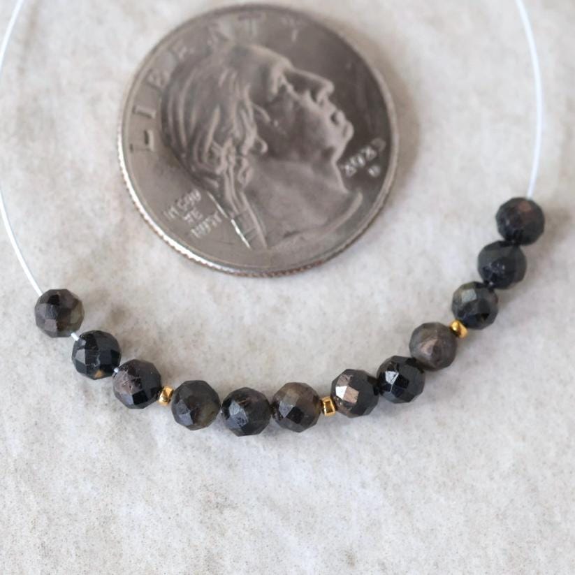 4mm Black Star Sapphire Beads – Faceted Round Natural Gemstone - 12pcs