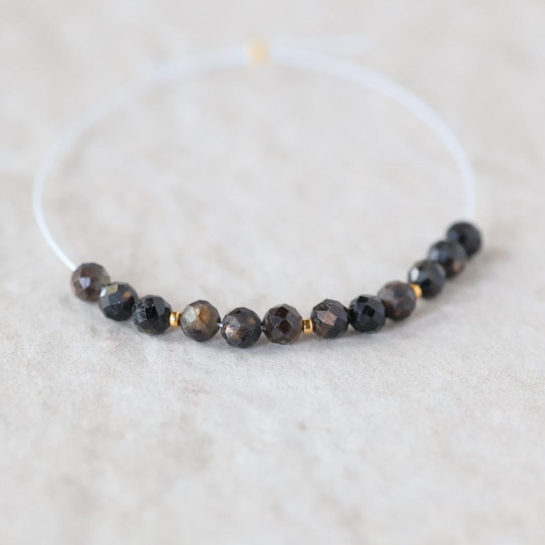 4mm Black Star Sapphire Beads – Faceted Round Natural Gemstone - 12pcs