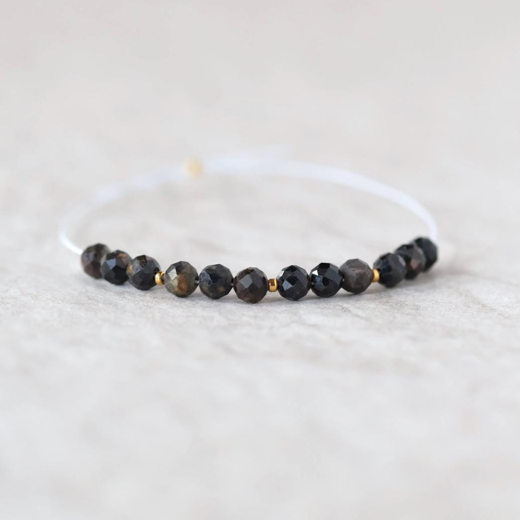 4mm Black Star Sapphire Beads – Faceted Round Natural Gemstone - 12pcs