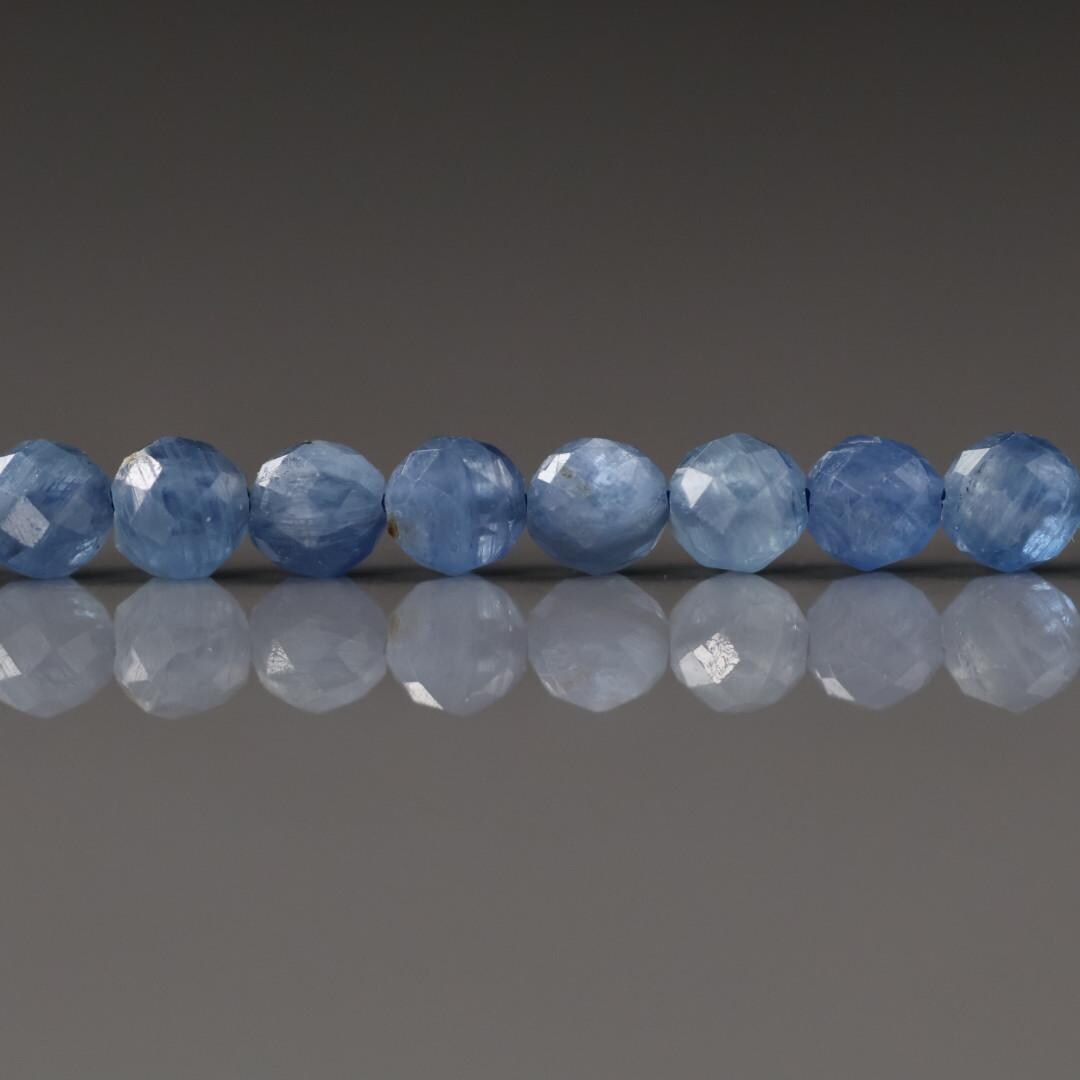 4mm Blue Kyanite Beads – Faceted Round Natural Gemstone 15" Strand