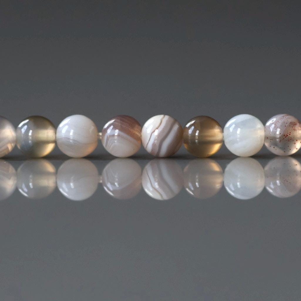 4mm Botswana Agate Beads - Smooth Round Natural Gemstone 15" Strand
