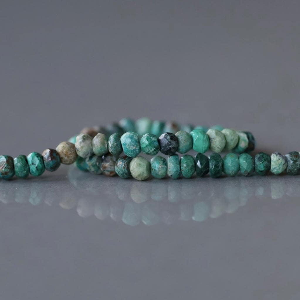 4mm Chrysocolla Beads – Hand Faceted Round Natural Gemstone 6.25" Strand