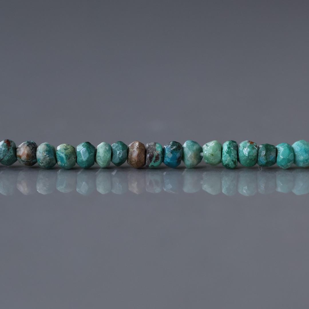 4mm Chrysocolla Beads – Hand Faceted Round Natural Gemstone 6.25" Strand