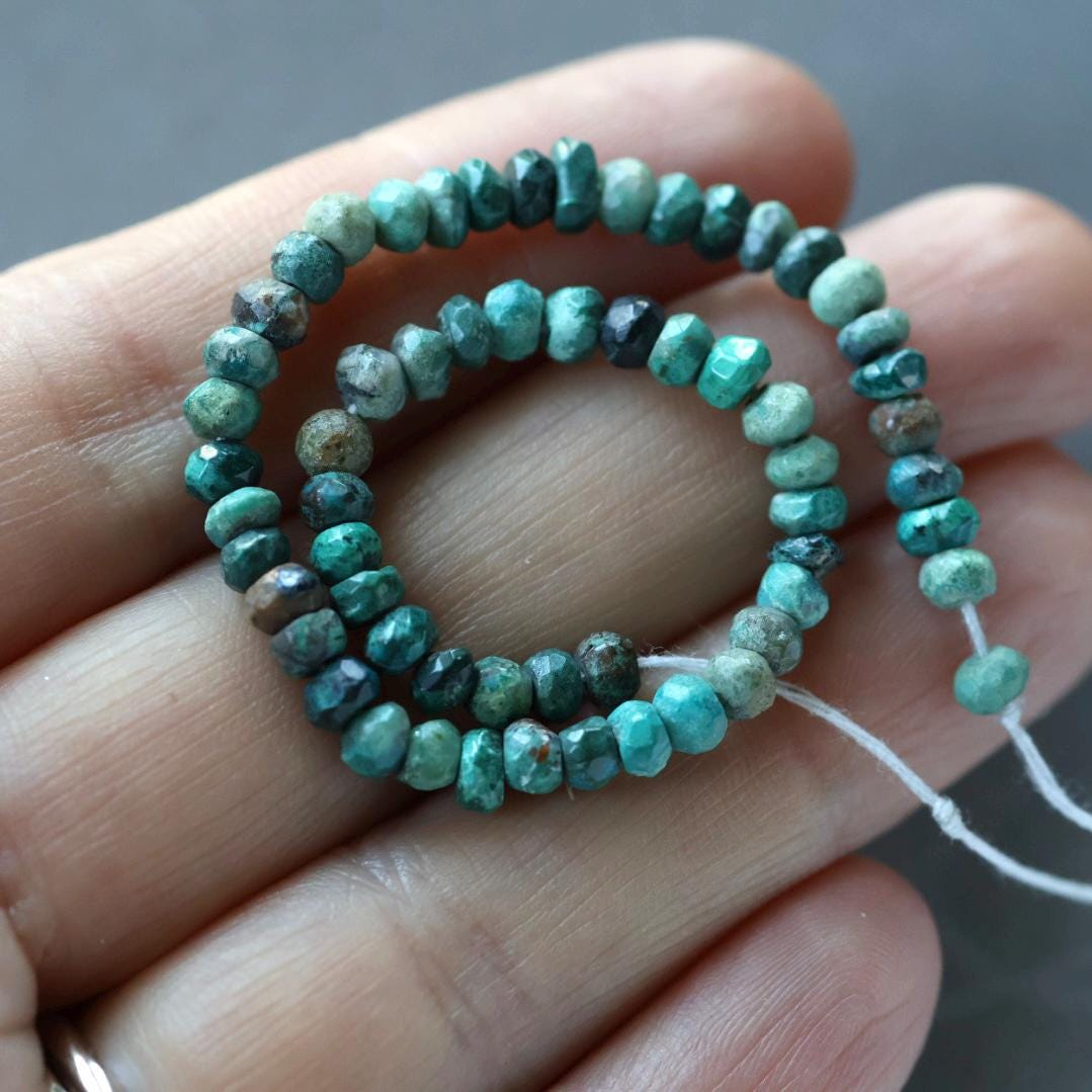 4mm Chrysocolla Beads – Hand Faceted Round Natural Gemstone 6.25" Strand
