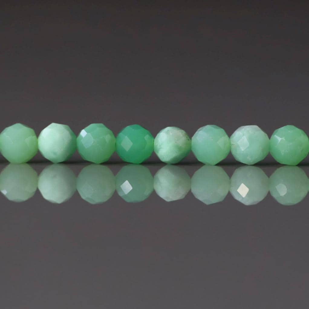 4mm Chrysoprase Beads – Faceted Round Natural Gemstone 15" Strand