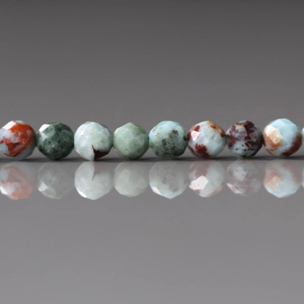 4mm Dominican Larimar Beads – Faceted Round Natural Gemstone 15" Strand
