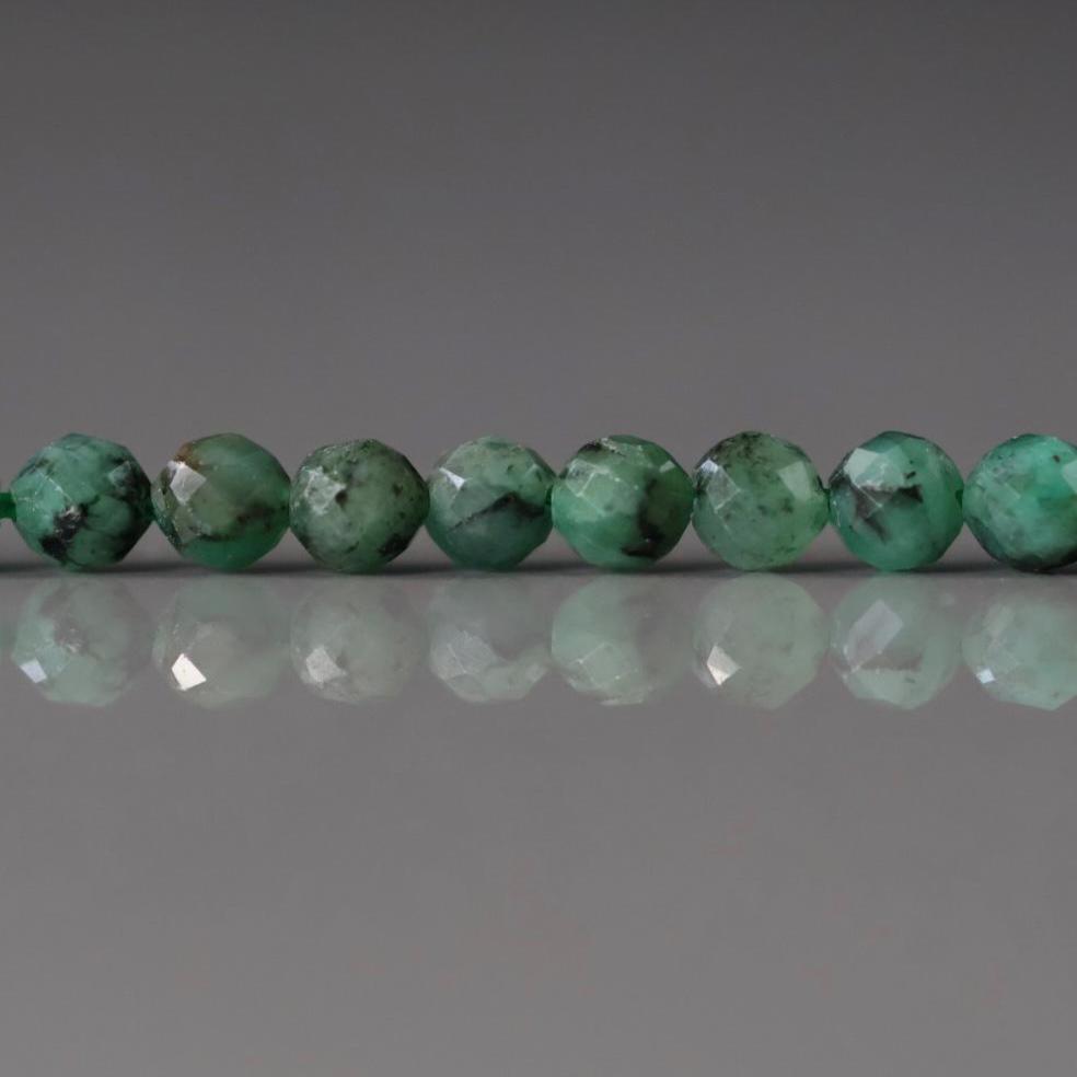 4mm Emerald Beads – Faceted Round Natural Gemstone 15" Strand