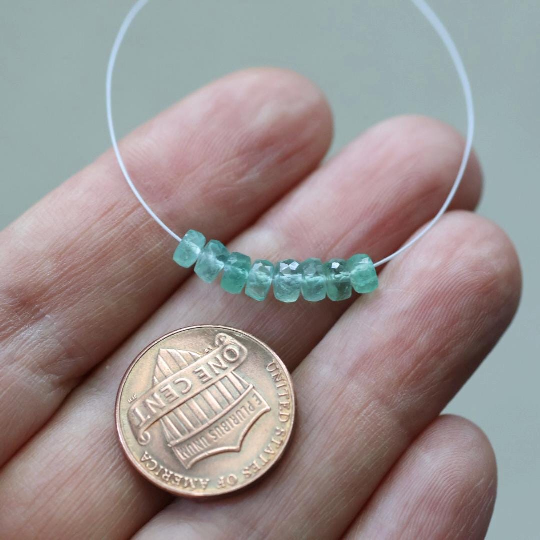 4mm 4.5mm Genuine Colombian Emerald Rondelle Beads Faceted Natural Gemstone for DIY Jewelry Making