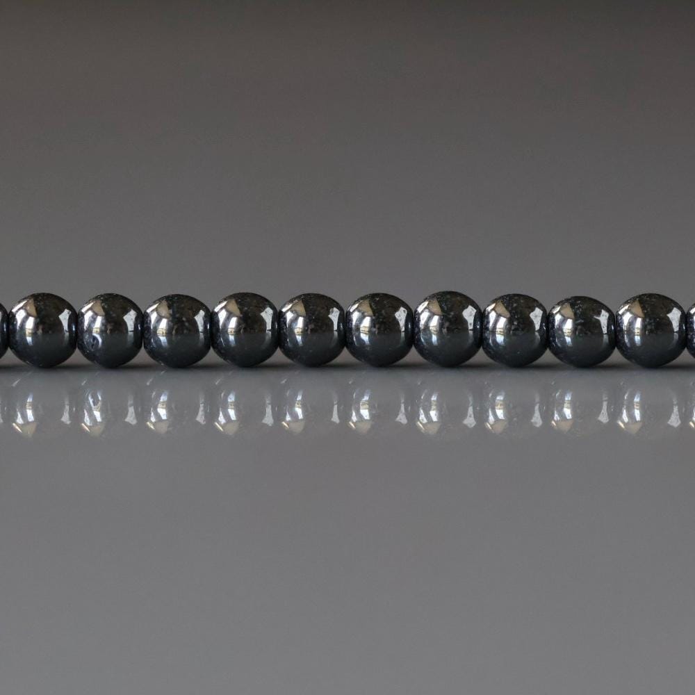 4mm Genuine Hematite Beads - Smooth Round Natural Gemstone 15" Strand