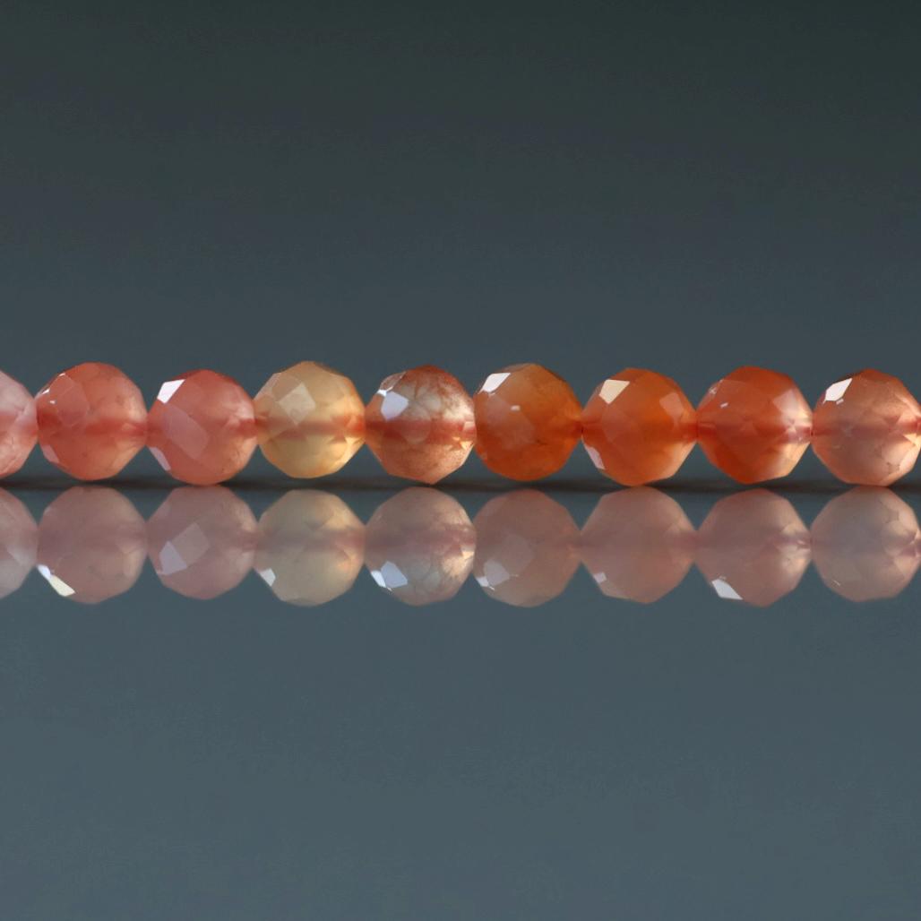 4mm Genuine Salmon Agate Beads - Faceted Round Natural Gemstone 15" Strand