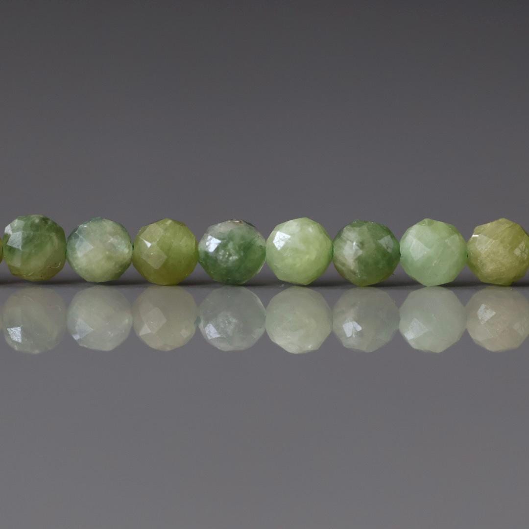 4mm Green Tourmaline Beads – Faceted Round Natural Gemstone 15" Strand