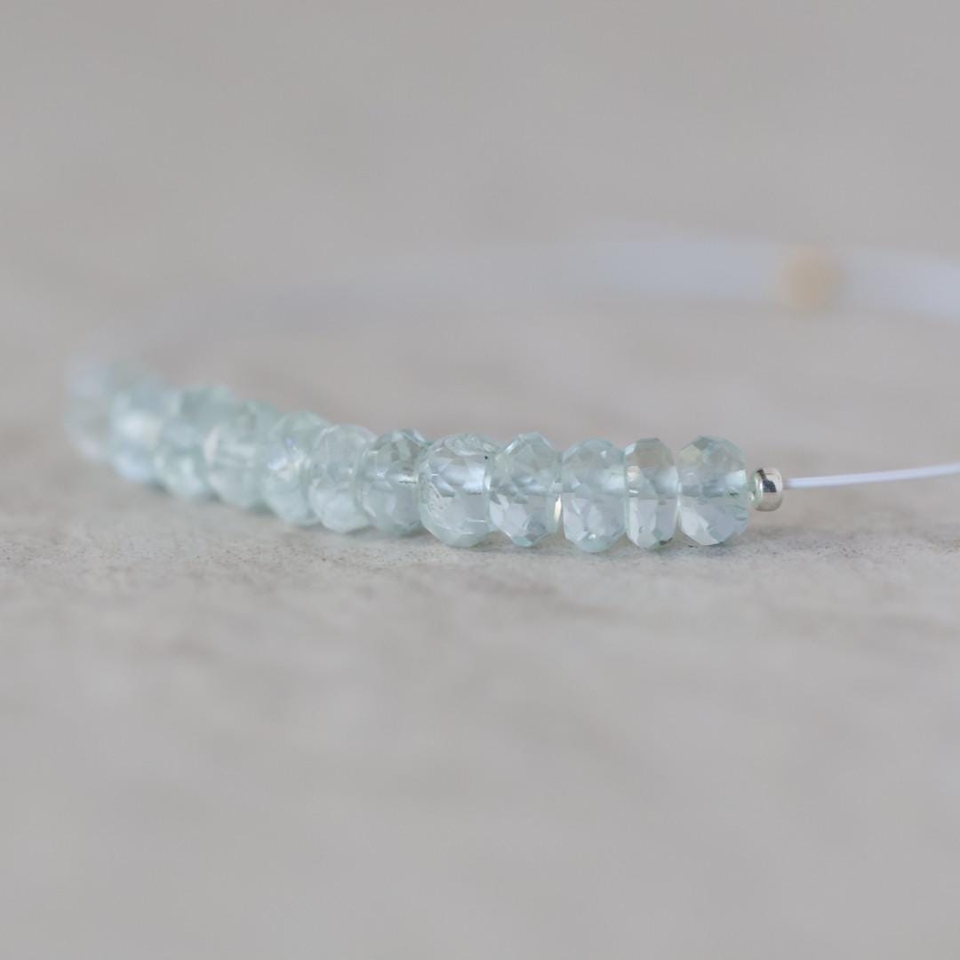 4mm Ice Blue AAA Aquamarine Beads Hand Faceted Rondelle 12 Pcs Natural Gemstone Beads Jewelry Making DIY March Birthstone
