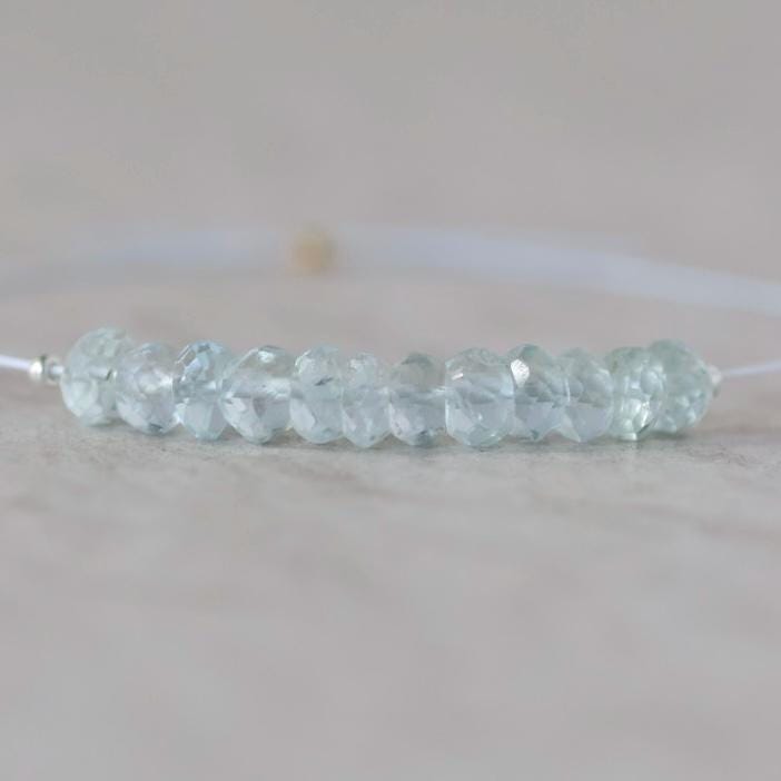 4mm Ice Blue AAA Aquamarine Beads Hand Faceted Rondelle 12 Pcs Natural Gemstone Beads Jewelry Making DIY March Birthstone