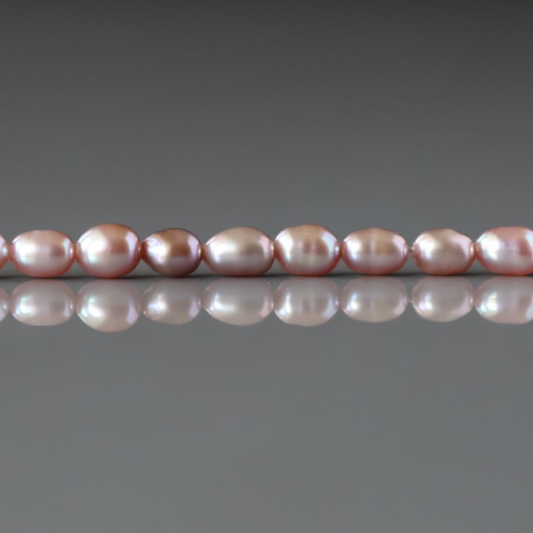 4mm Lavender Freshwater Pearl Beads - Rice Natural Gemstone 15" Strand